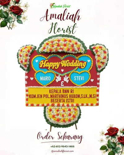 Karangan Papan Bunga Pernikahan di Murante